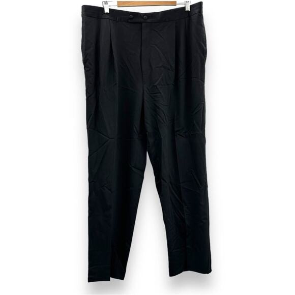 Pal Zileri Black Wool Straight Leg Trouser Dress Pants Size 56‎ - Picture 1 of 10